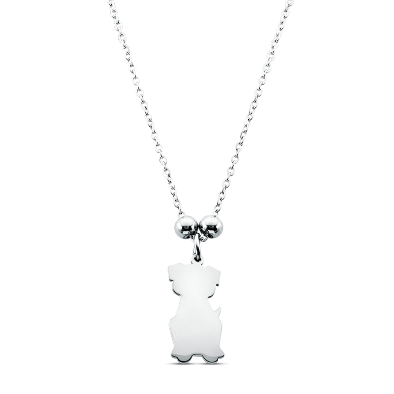 Personalised Dog-Shaped Dog Memorial Necklace – Engraved with Name