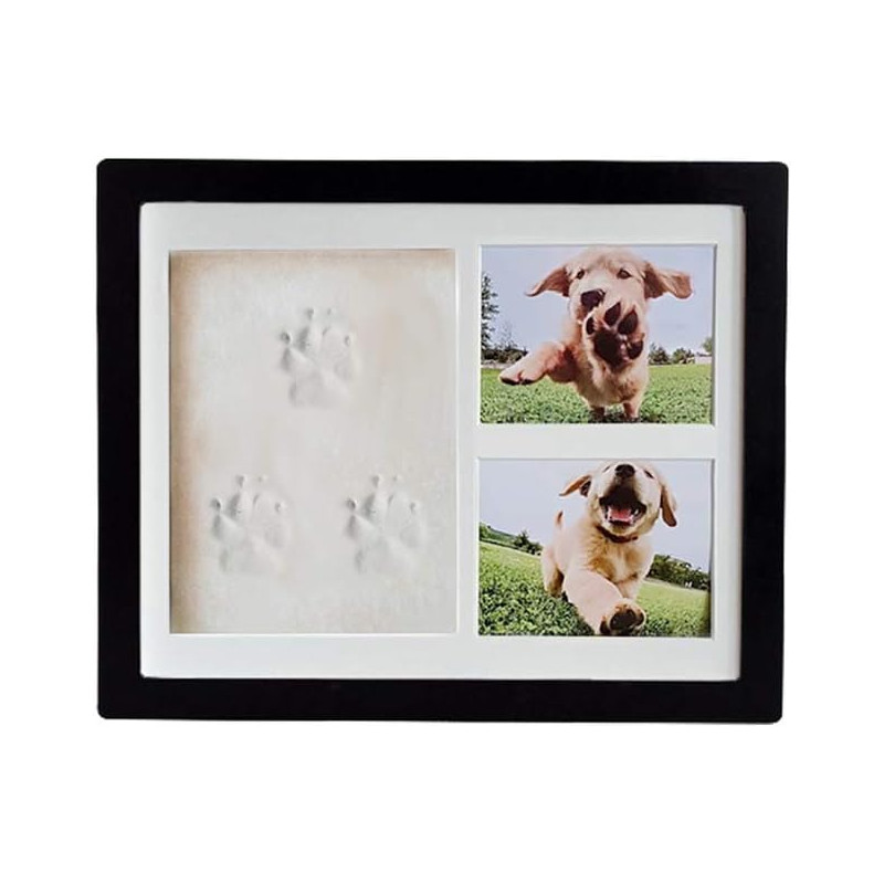 Dog Memorial Frame with Clay Paw Print & 2 Photo Inserts