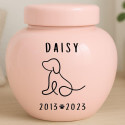 Personalised Ceramic Dog Urn – Pet Cremation Urn for Ashes with Name, Dates & Minimalist Dog Illustration