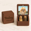 Personalised Wooden Dog Memorial Keepsake Box with 2 Glass Vials for Ashes & Fur Storage - Persnalised with Photo, Name & Dates