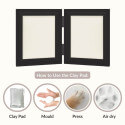 Folding Paw Print Clay & Photo Frame Kit – Wooden Dog Memorial Picture Frame for Indoor Display