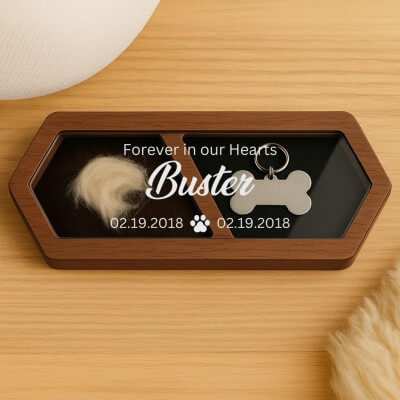 Personalised Wooden Dog Keepsake Box with Paw...