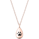 Personalised Dog Memorial Teardrop Urn Necklace – Engraved Pet Paw Print Ashes Keepsake