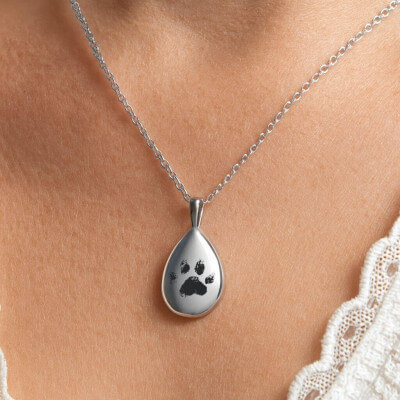 Personalised Dog Memorial Teardrop Urn Necklace... Personalised Dog Memorial Teardrop Urn Necklace...