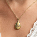 Personalised Dog Memorial Teardrop Urn Necklace – Engraved Pet Ashes Keepsake with Name & Dates