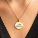 Personalised Dog Memorial Round Urn Necklace – Engraved Pet Ashes Keepsake with Name & Dates