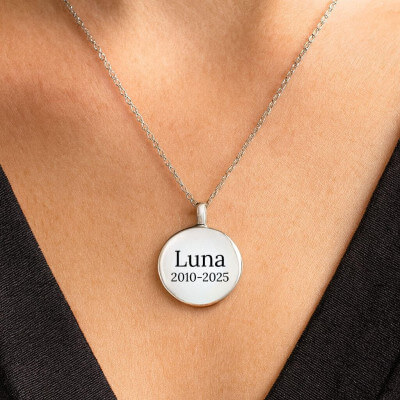 Personalised Dog Memorial Round Urn Necklace –... Personalised Dog Memorial Round Urn Necklace –...