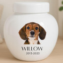 Personalised Ceramic Dog Urn with Photo –  Pet Cremation Urn for Ashes with Name & Dates