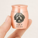 Personalised Dog Urn with Engraved Photo Drawing – Mini Keepsake Urn with Name & Dates