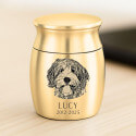 Personalised Dog Urn with Engraved Photo Drawing – Mini Keepsake Urn with Name & Dates
