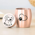 Personalised Dog Urn with Engraved Photo Drawing on the lid – Mini Keepsake Urn with Name