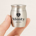 Personalised Dog Urn with Engraved Name, Dates & Paw Heart Design - Mini Keepsake Urn