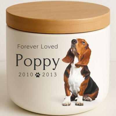 Personalised Ceramic Dog Urn with Photo – Pet... Personalised Ceramic Dog Urn with Photo – Pet...