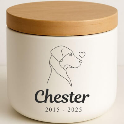Personalised Ceramic Dog Urn with Minimalist... Personalised Ceramic Dog Urn with Minimalist...