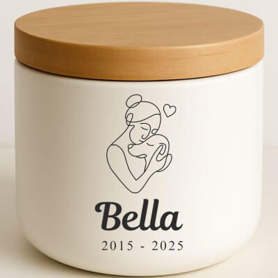 Personalised Ceramic Dog Urn with Woman & Dog... Personalised Ceramic Dog Urn with Woman & Dog...