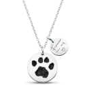 Personalised Dog Memorial 2-Charm Round Necklace – Engraved with Pet's Paw Print, Name & Dates