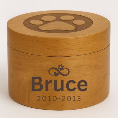 Personalised Wooden Dog Urn with Infinity Paw... Personalised Wooden Dog Urn with Infinity Paw...