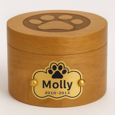 Personalised Wooden Dog Urn with Aluminium... Personalised Wooden Dog Urn with Aluminium...