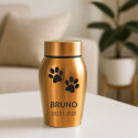 Personalised Dog Urn with Name, Dates & Paw Print Design  – Pet Memorial Stainless Steel Urn