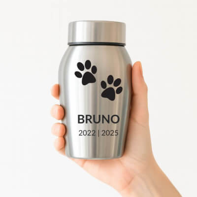 Personalised Dog Urn with Name, Dates & Paw... Personalised Dog Urn with Name, Dates & Paw...