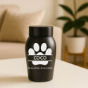 Personalised Dog Urn with Name & Dates in a Paw Print Design  – Pet Memorial Stainless Steel Urn