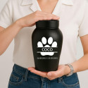 Personalised Dog Urn with Name & Dates in a Paw Print Design  – Pet Memorial Stainless Steel Urn
