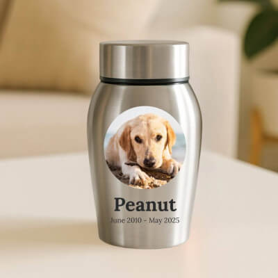 Personalised Dog Urn with Photo in a Heartfelt... Personalised Dog Urn with Photo in a Heartfelt...