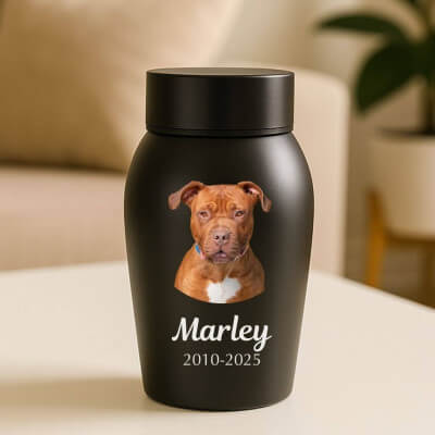 Personalised Dog Urn with Photo – Stainless... Personalised Dog Urn with Photo – Stainless...
