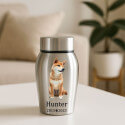 Personalised Dog Urn with Full Pet Portrait – Stainless Steel Memorial Urn with Name & Dates
