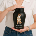 Personalised Dog Urn with Full Pet Portrait – Stainless Steel Memorial Urn with Name & Dates