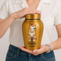 Personalised Dog Urn with Full Pet Portrait – Stainless Steel Memorial Urn with Name & Dates