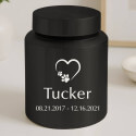 Personalised Dog Urn – Stainless Steel Memorial Urn  with Heart Paw Icon, Name & Dates