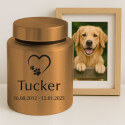 Personalised Dog Urn – Stainless Steel Memorial Urn  with Heart Paw Icon, Name & Dates