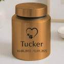 Personalised Dog Urn – Stainless Steel Memorial Urn  with Heart Paw Icon, Name & Dates