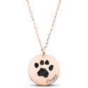 Personalised Dog Memorial Round Necklace – Engraved with Pet's Paw Print & Name