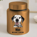 Personalised Dog Urn with Photo – Cylinder Stainless Steel Memorial Urn  with Name & Dates
