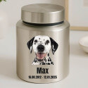 Personalised Dog Urn with Photo – Cylinder Stainless Steel Memorial Urn  with Name & Dates
