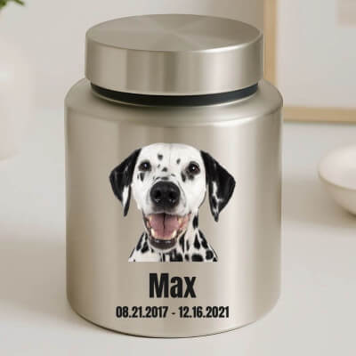 Personalised Dog Urn with Photo – Cylinder... Personalised Dog Urn with Photo – Cylinder...