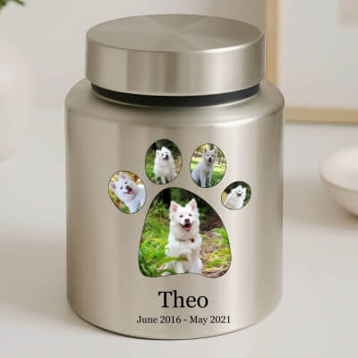 Personalised Dog Urn with Photos in a... Personalised Dog Urn with Photos in a...