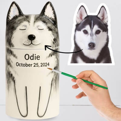 Personalised Handmade Ceramic Dog Urn by Breed... Personalised Handmade Ceramic Dog Urn by Breed...