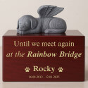 Personalised Wooden Dog Urn Box with Angel Dog Statue –  Pet Cremation Urn for Ashes with Name, Dates & Tribute