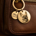 Personalised Dog Memorial 2-Charm Round Keyring - Engraved with Pet's Photo, Name & Dates