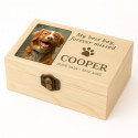 Personalised Light Wood Dog Urn with Photo – Custom Memorial Box with Tribute, Name & Dates