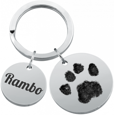 Personalised Dog Memorial 2-Charm Round Keyring...