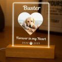 Personalised Dog Memorial Light with Photo – Rectangular LED Pet Tribute Lamp with Engraved Name & Dates on Acrylic Plaque