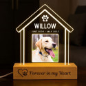 Personalised Dog Memorial Light with Photo – House-shaped LED Pet Tribute Lamp with Engraved Name & Dates on Acrylic Plaque