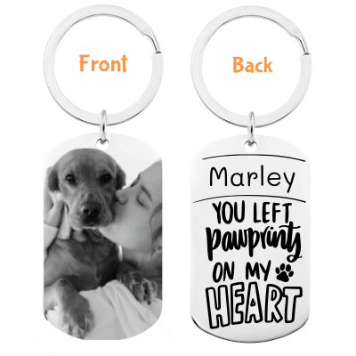 Personalised Pet Memorial Photo Engraved Keyring