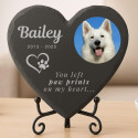 Personalised Heart Slate Dog Memorial Plaque – Pet Memorial Gift with Photo, Engraved Name, Dates & Tribute