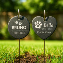 Personalised Round Dog Grave Marker with Metal Hook Stake – Slate Pet Memorial Garden Plaque with Name, Dates & Tribute