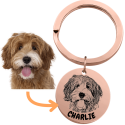 Personalised Dog Memorial Round Keyring - Engraved with Pet's Photo & Name